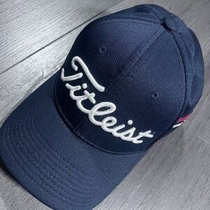 Titleist Golf Hat‎ Medium Large Navy Blue New Era Flex Fit 500 Club 649380